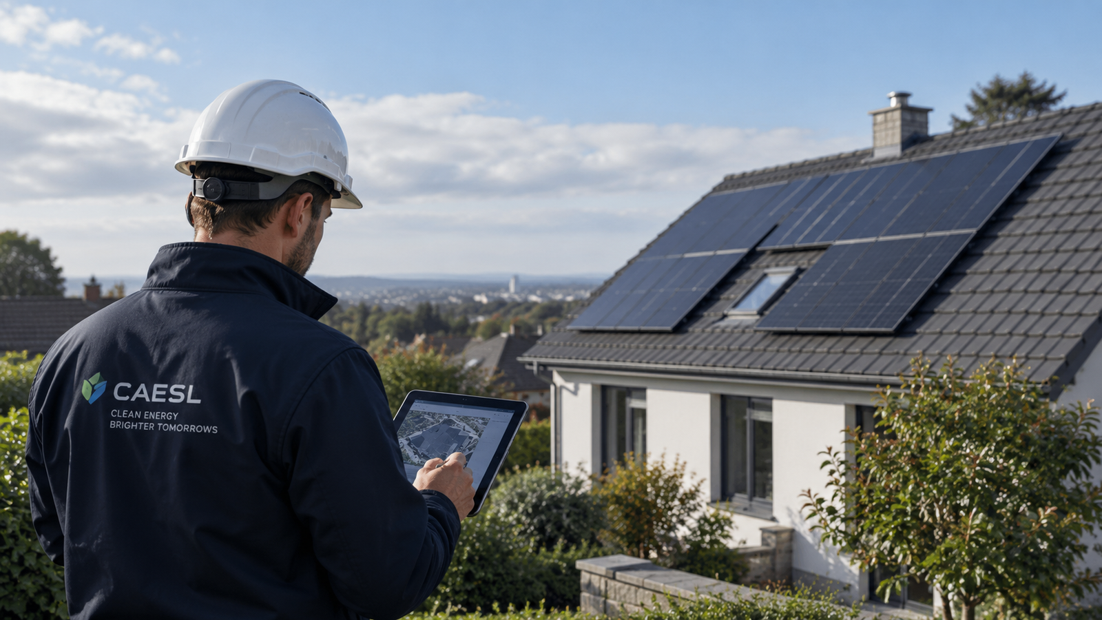 CAESL solar technician carrying out a property and roof assessment before solar panel installation